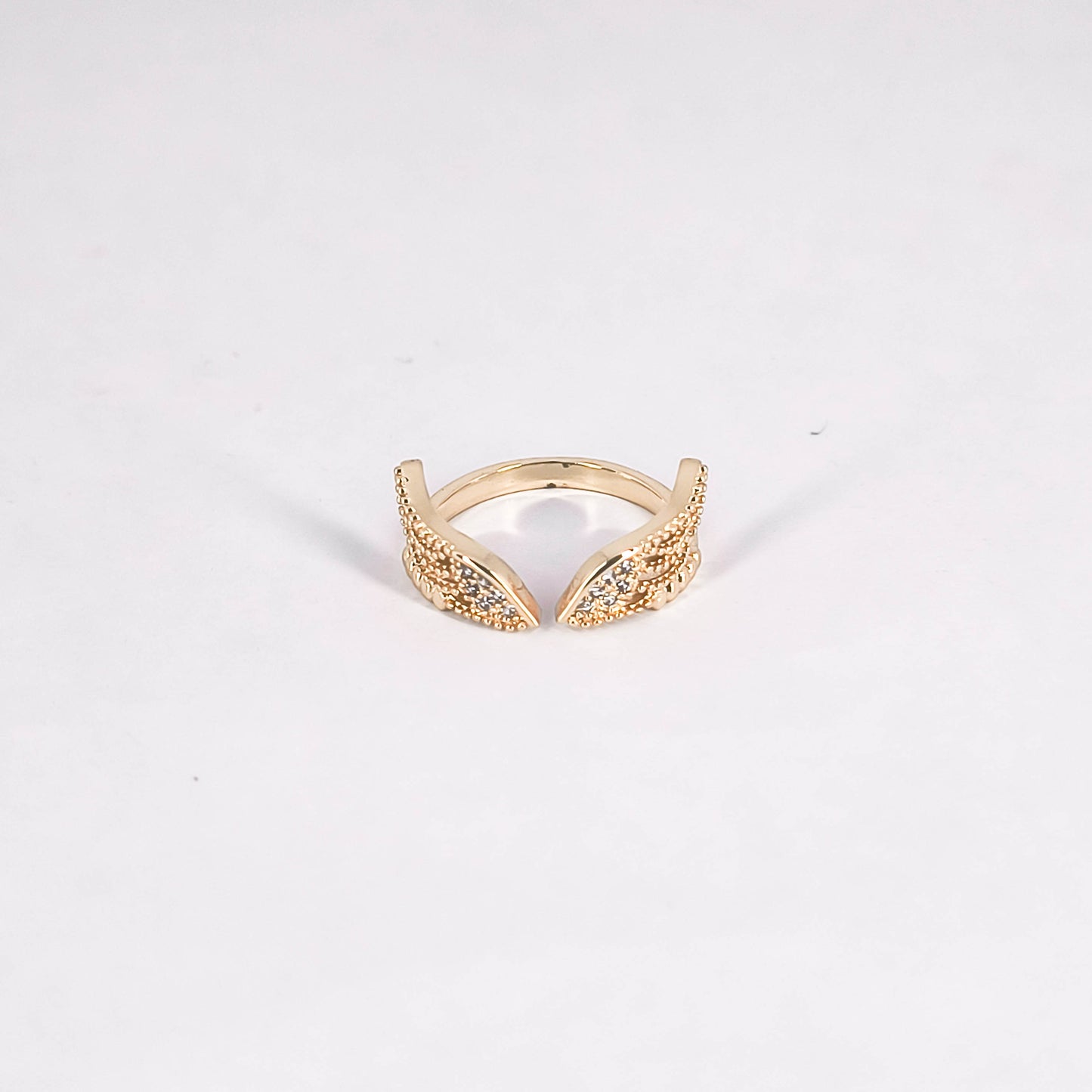 Anillo ajustable con diseño de Alas de ángel | hecho en rodio de alta calidad